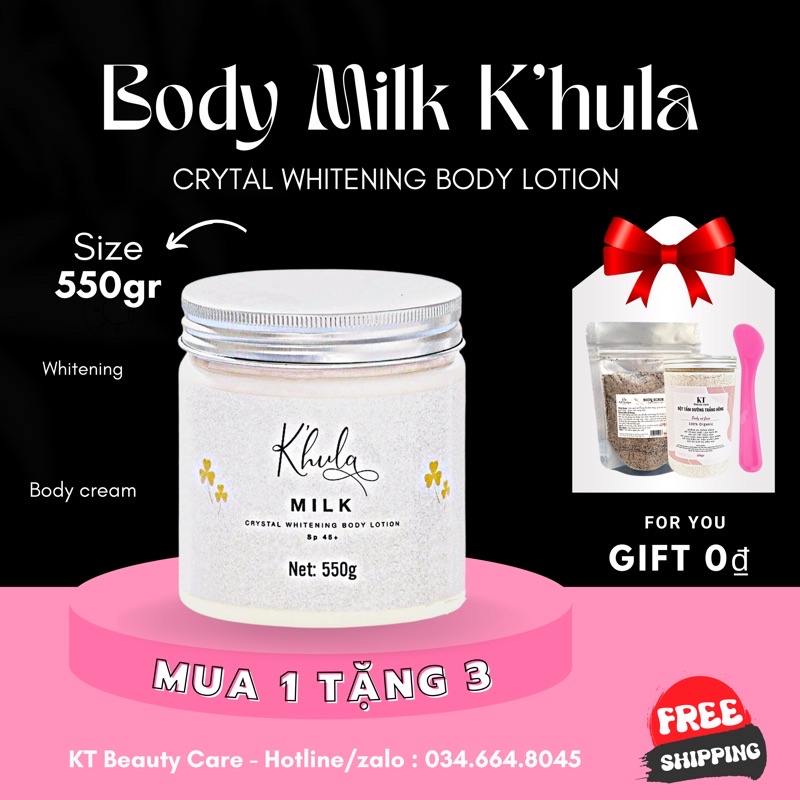 Kem body trắng da Body Milk không bết rít, dưỡng trắng da body sau 7 ngày