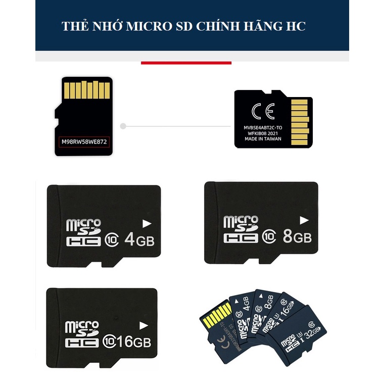 Thẻ nhớ Micro SD HC class 10 4Gb dùng cho máy ảnh điện thoại, loa, máy nghe nhạc các loại