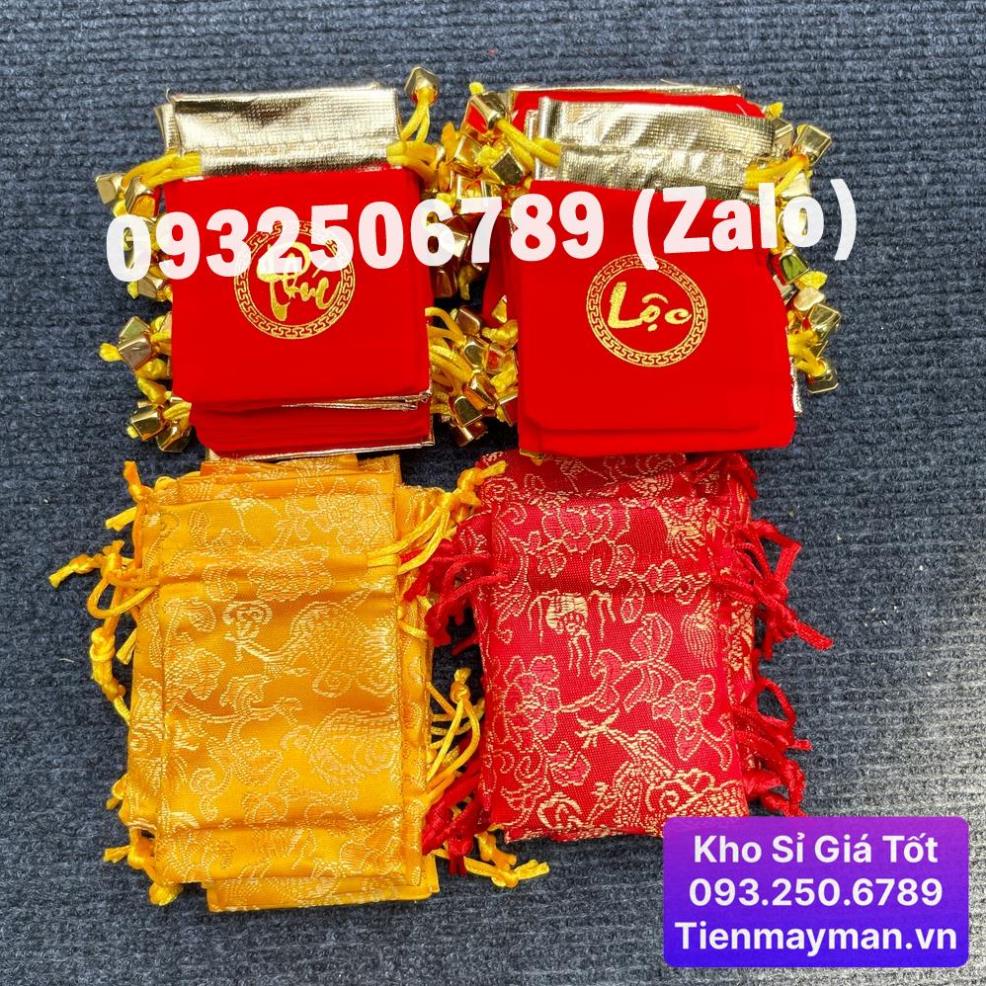 ⭐HÓT⭐ Combo 100 Túi Nhung Chữ LỘC PHÚC rút dây 7 x 9 đựng Xu, Trang Sức, Đồ Phong Thủy