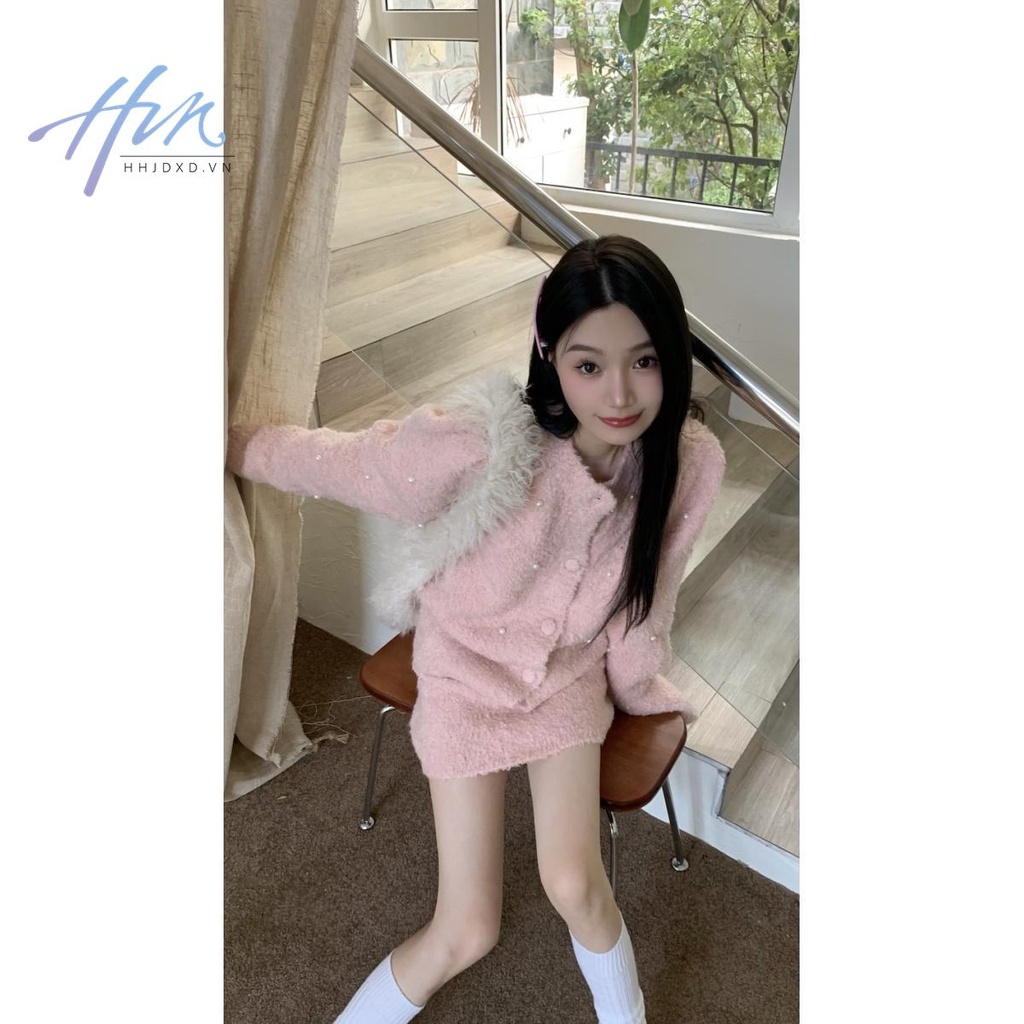 Bộ Áo Khoác Cardigan Dệt Kim Cao Cấp Mềm Mại + Chân Váy Ôm Hông Thời Trang Thu Đông Hàn Quốc 2022 Cho Nữ