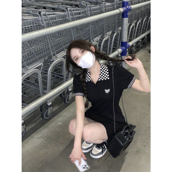 Đầm Đen Cổ Polo Tay Ngắn Thời Trang Mùa Hè 2022