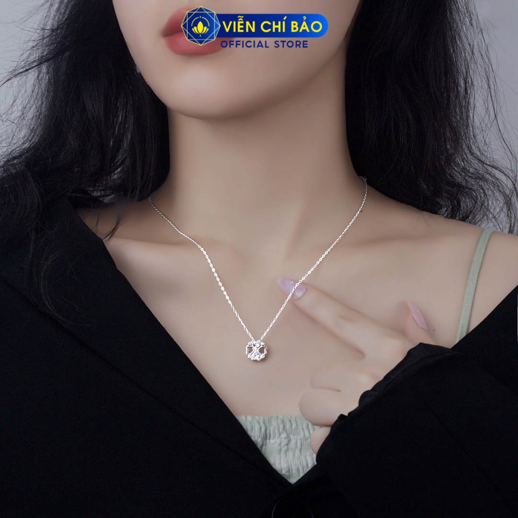 Dây chuyền bạc nữ cỏ 4 lá trái tim chất liệu bạc 925 thời trang phụ kiện trang sức Viễn Chí Bảo D000305