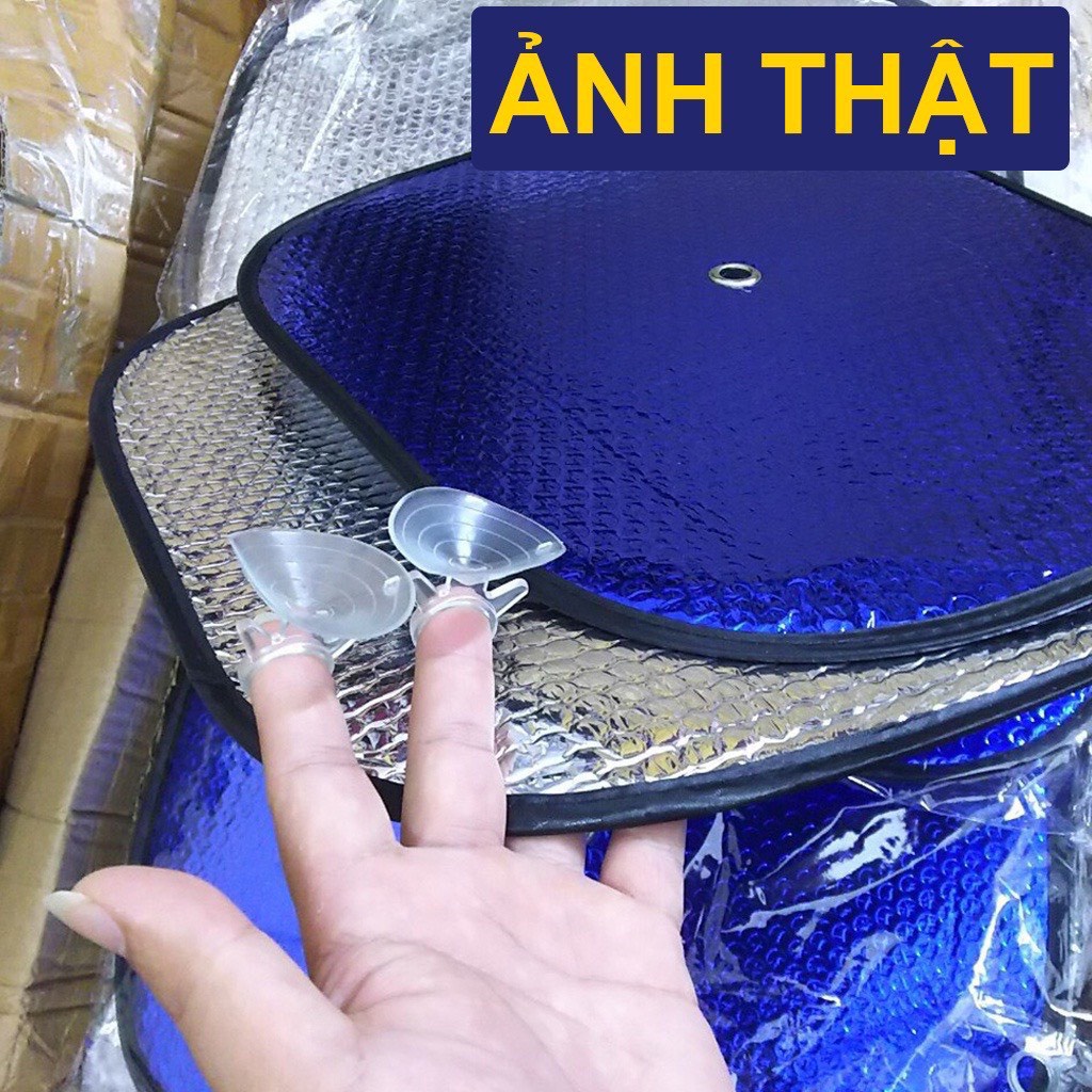 Tấm chắn nắng cửa xe oto tráng nhôm 2 mặt 2 màu xanh-bạc chống nắng hiệu quả by DV AUTO