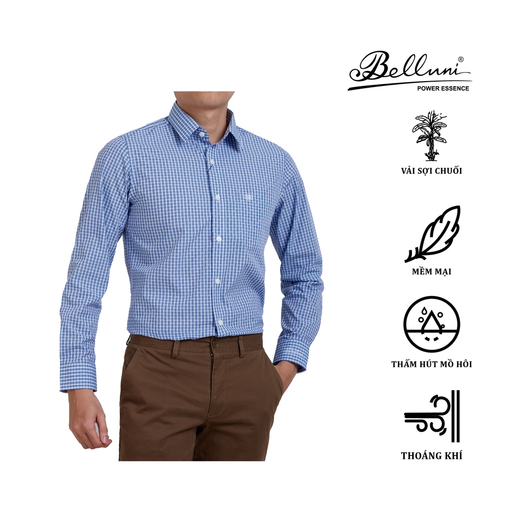 Áo sơ mi nam dài tay cao cấp BELLUNI vải sợi chuối - ABD.BAN.BE.181.B1