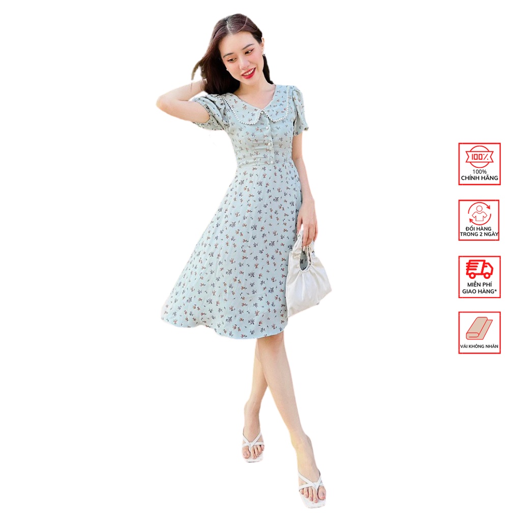 Đầm tay phồng FOR HER cổ viền DA0611