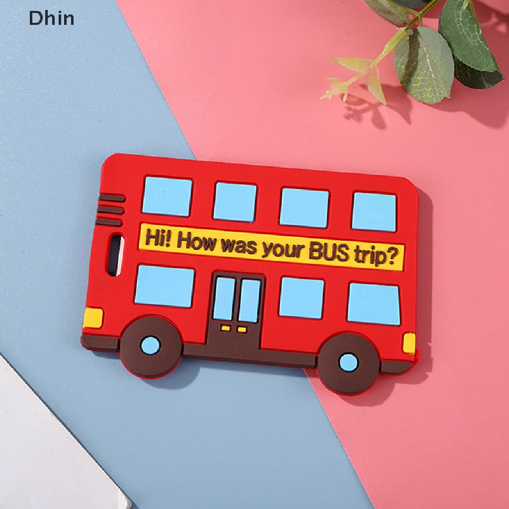 [Dhin] Thẻ Ghi Hành Lý Du Lịch Bằng Nhựa Silicon Họa Tiết Hoạt Hình Dễ Thương