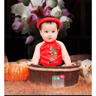 Yếm đào tết ,yếm đỏ quần đen cho bé gái ,bé sơ sinh từ 3-15kg