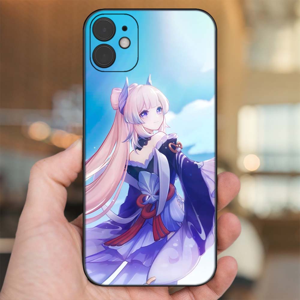 Ốp lưng iPhone 11 dẻo đen cạnh vuông in hình Sangonomiya Kokomi Genshin Impact
