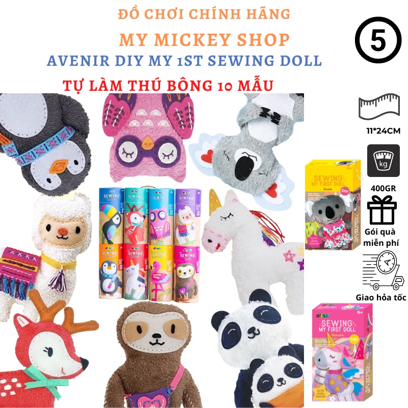 Tự làm đồ chơi bằng vải thú bông thủ công handmade nhiều mẫu cho bé chính hãng Avenir My 1st sewing doll My Mickey Shop