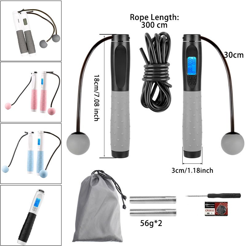 Dây Nhảy Đếm Calorie Điện Tử Thông Minh Có Thể Điều Chỉnh Dây Hoặc Không Lõi