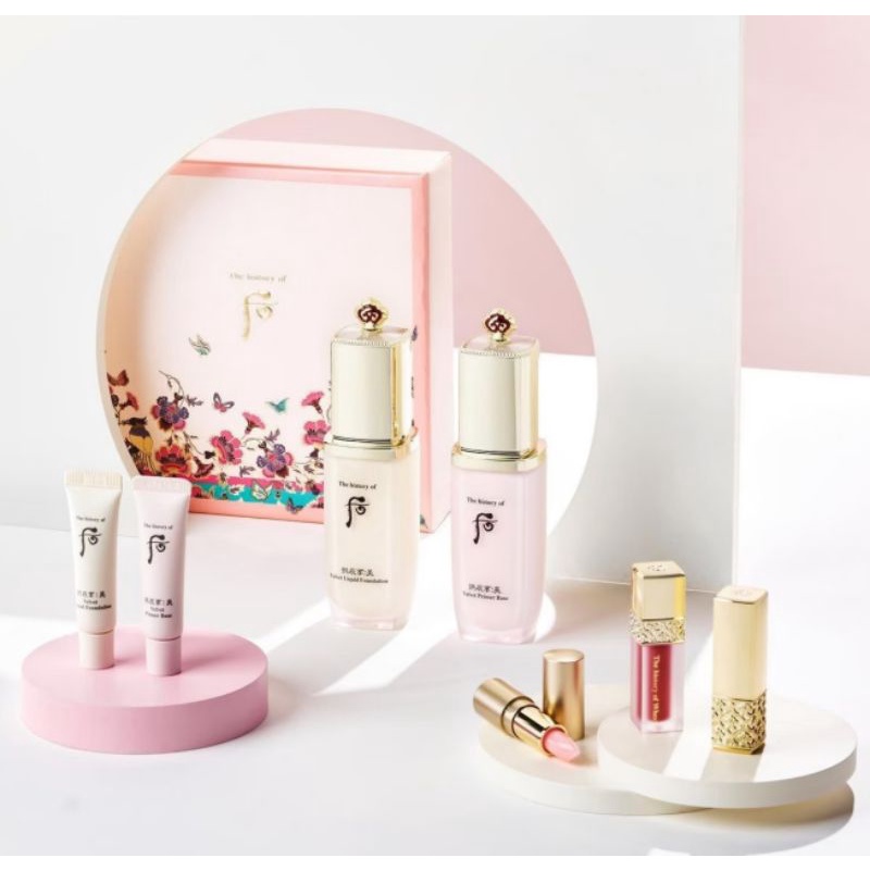 set kem lót kem nền che khuyết điểm whoo cho lớp trang điểm make up siêu mịn màng