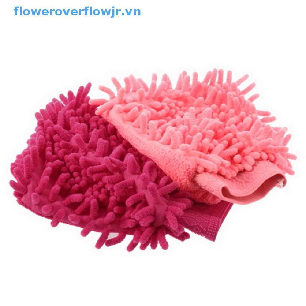 Găng Tay Rửa Xe Bằng Sợi Microfiber Chenille Mềm Mại Siêu Mịn 2 Trong 1 Không Trầy Xước