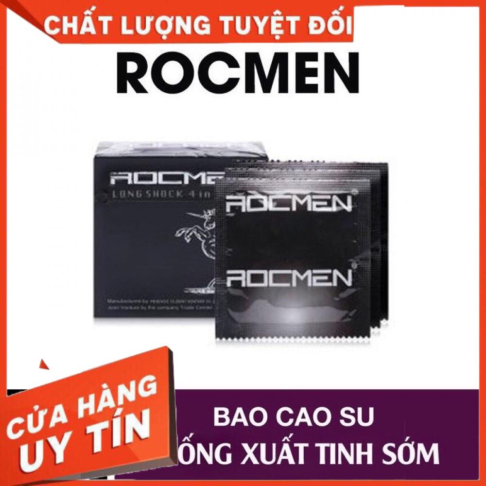 [Chính Hãng] Bao cao su Gân Gai, Kéo dài thời gian Rocmen Đen - Hộp 3 chiếc