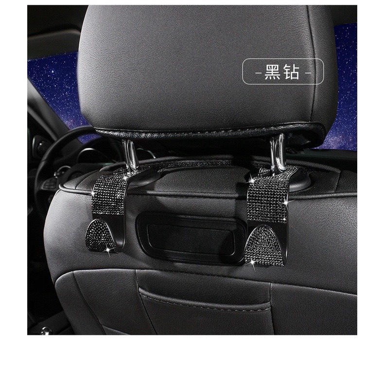Móc S full đá sau ghế xe ô tô nhiều màu đính đá tiện lợi. Móc treo đồ sau ghế xe hơi