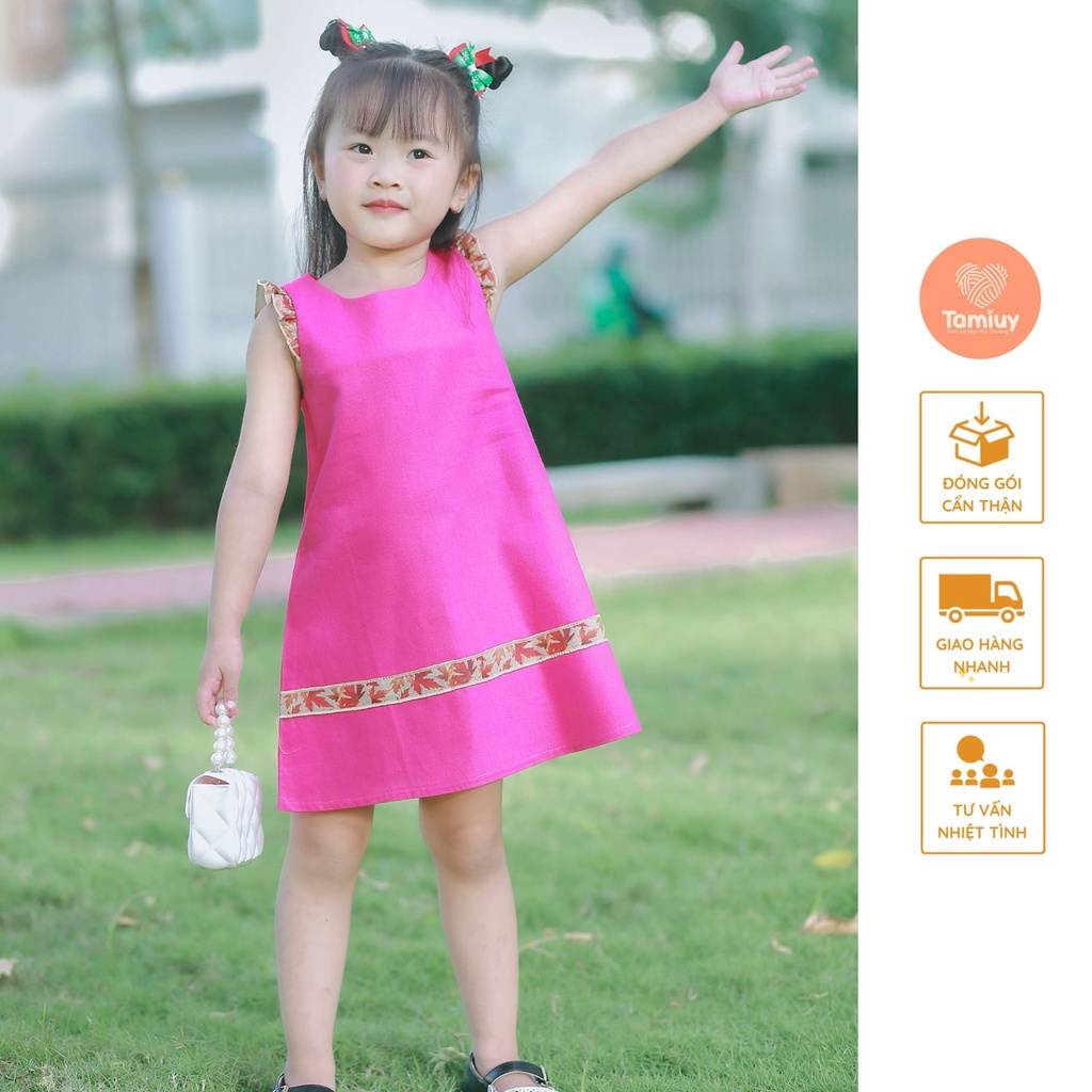 Đầm Linen Thổ Cẩm Tamiuy Cao Cấp Xinh Xắn Đáng Yêu Ngây Thơ Dành Cho Bé Gái Từ 8-12 Tuổi