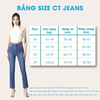Quần jean ống đứng cạp cao basic co giãn 4 chiều CP07, CT JEANS