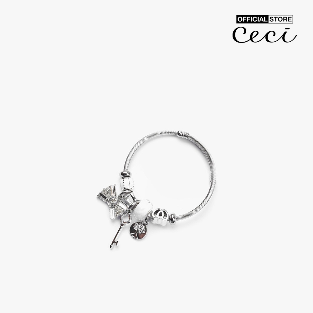CECI - Vòng đeo tay nữ phom cứng phối phụ kiện xinh xắn CC3-01000071-03