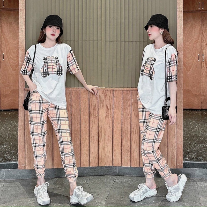SÉT BỘ THUN QUẦN DÀI ÁO PHOM RỘNG THÊU GẤU BBR