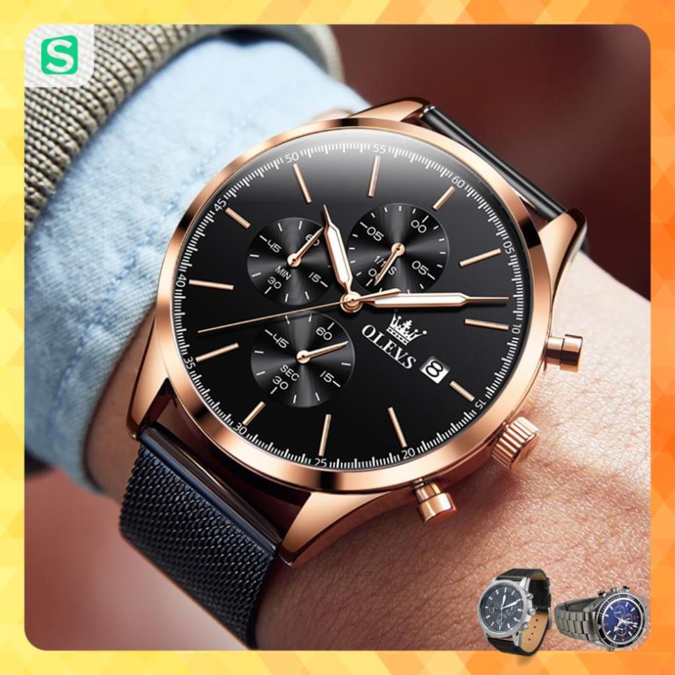 Đồng hồ nam chính hãng OLEVS 2881 Lịch dây đeo bằng thép không gỉ Có chức năng phát sáng chống vô nước