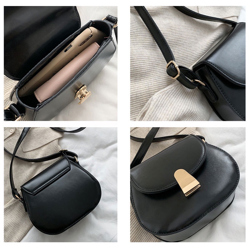 MISCHA Túi Đeo Vai Bằng Da PU Màu Trơn Phong Cách Hàn Quốc Thời Trang