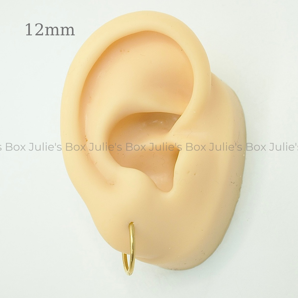[1 CHIẾC]  [MỎNG NHẤT] Khuyên Tai HOOP Tròn VÀNG Dày 1.2MM Xỏ Nam Nữ Unisex Titanium Julies Box 66 Không Ngứa Không Gỉ
