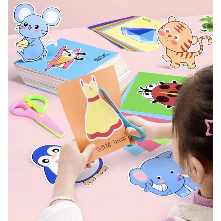 Đồ chơi cắt dán giấy thủ công  Bộ 240 hình, 96 hình. Luyện cho bé đôi tay khéo léo - LoKi Kids