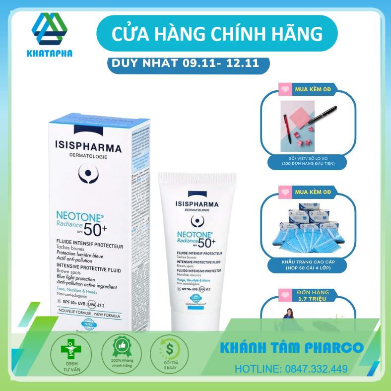 [CHÍNH HÃNG] [ GIÁ SỈ] Kem hỗ trợ giảm nám, chống nắng Isis Pharma Neotone Radiance SPF 50+ 30ml