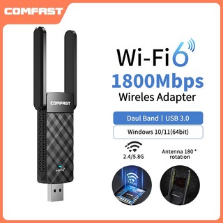 Thẻ mạng không dây comfast ax1800 wifi 6 usb tốc độ cao 1800mbps 2.4g & 5g usb3.0 6 dongle cho win10 / 11 cf-952ax
