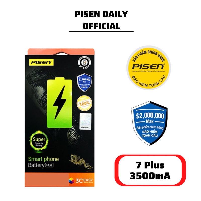 Pin Pisen Patech Siêu Cao 7 Plus (3500mA) Bảo Hành Toàn Quốc
