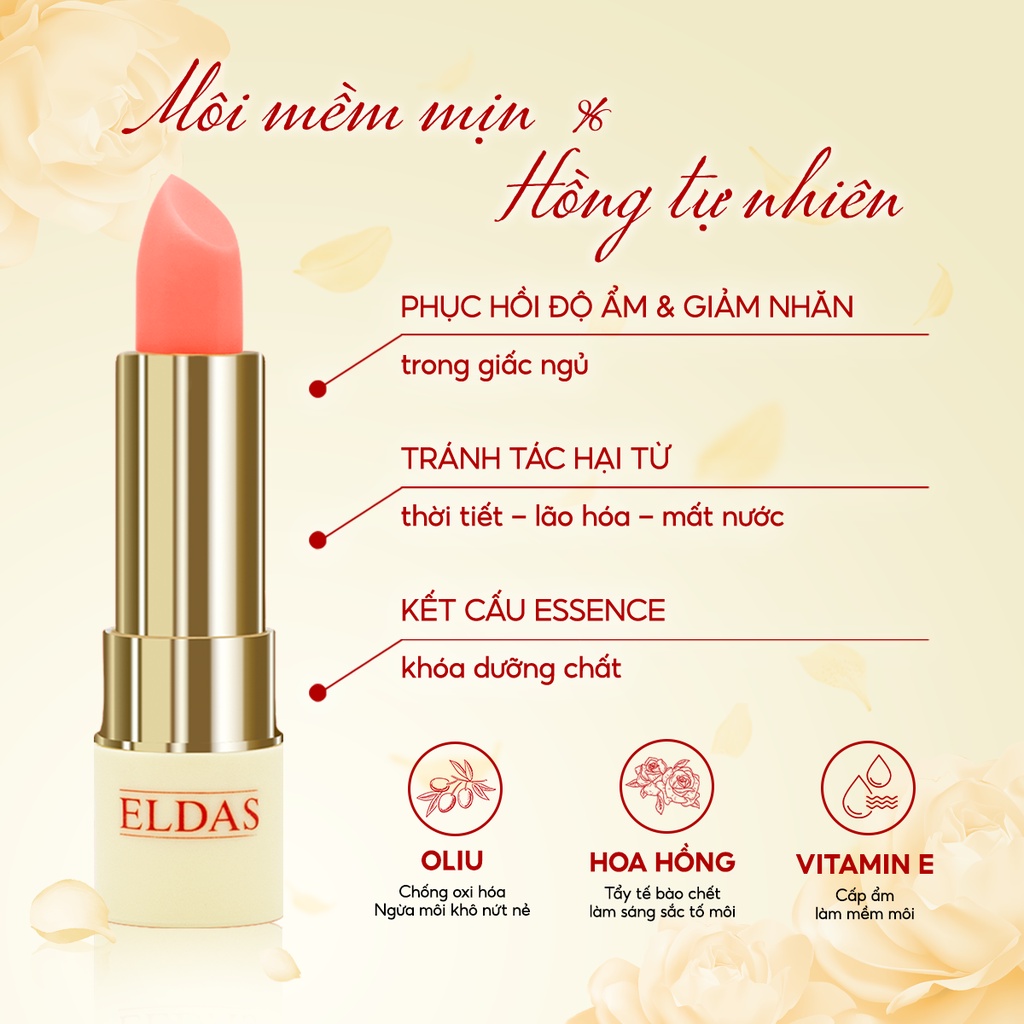 Son Dưỡng Môi Eldas Juicy, Có Màu, Dưỡng Ẩm, Mềm Mịn, Căng Mọng 5 gram/thỏi