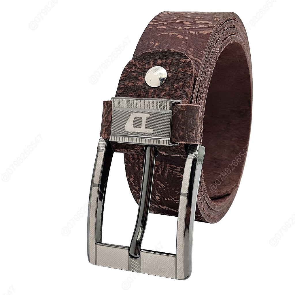 Dây nịt nam da bò thật bản thô DHM-138 | Đầu khoá kim nguyên khối màu trắng thời trang | Bảo hành 12 tháng