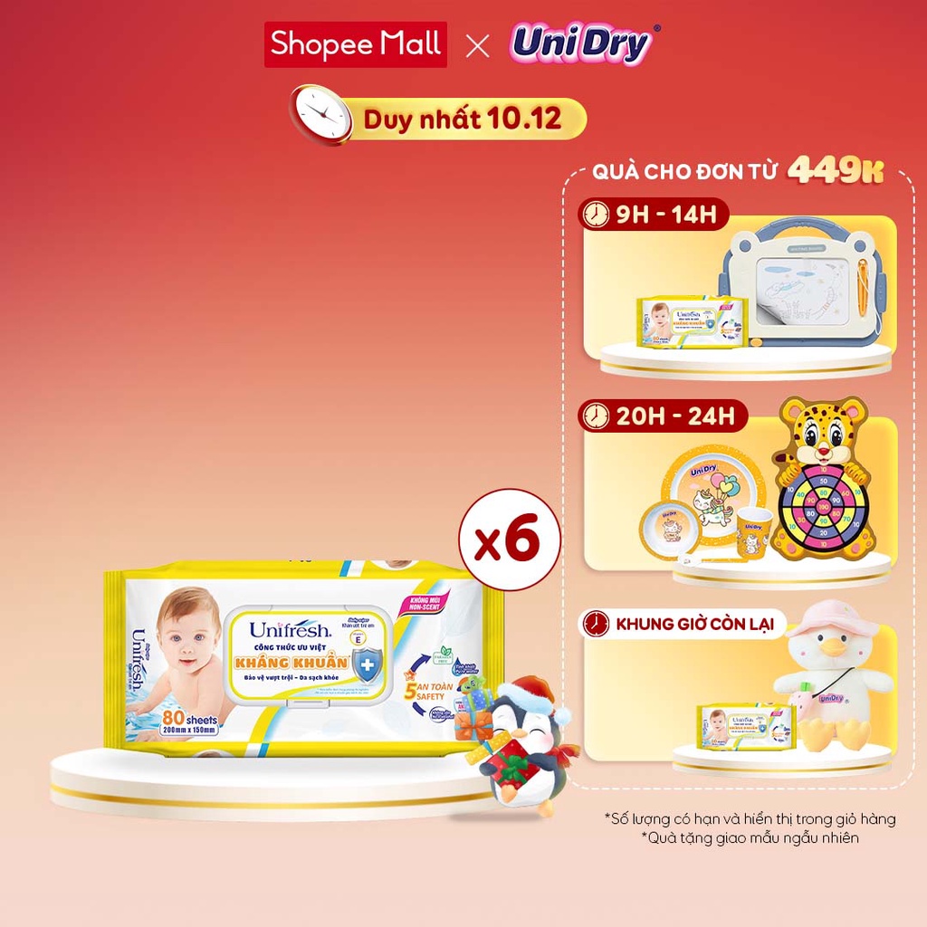 Combo 6 khăn ướt Unifresh Vitamin E