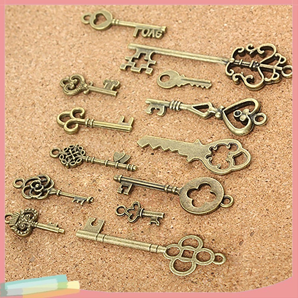 Set 13 mặt dây chuyền hình chiếc chìa khóa đa dạng kiểu Vintage độc đáo