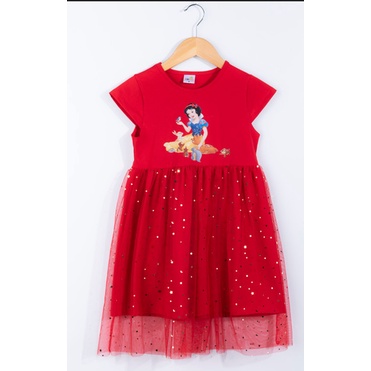 Váy công chúa Bạch Tuyết dễ thương cho bé gái JIBIKIDS thun 100% Cotton phối voan mềm mát đi học đi chơi D221106