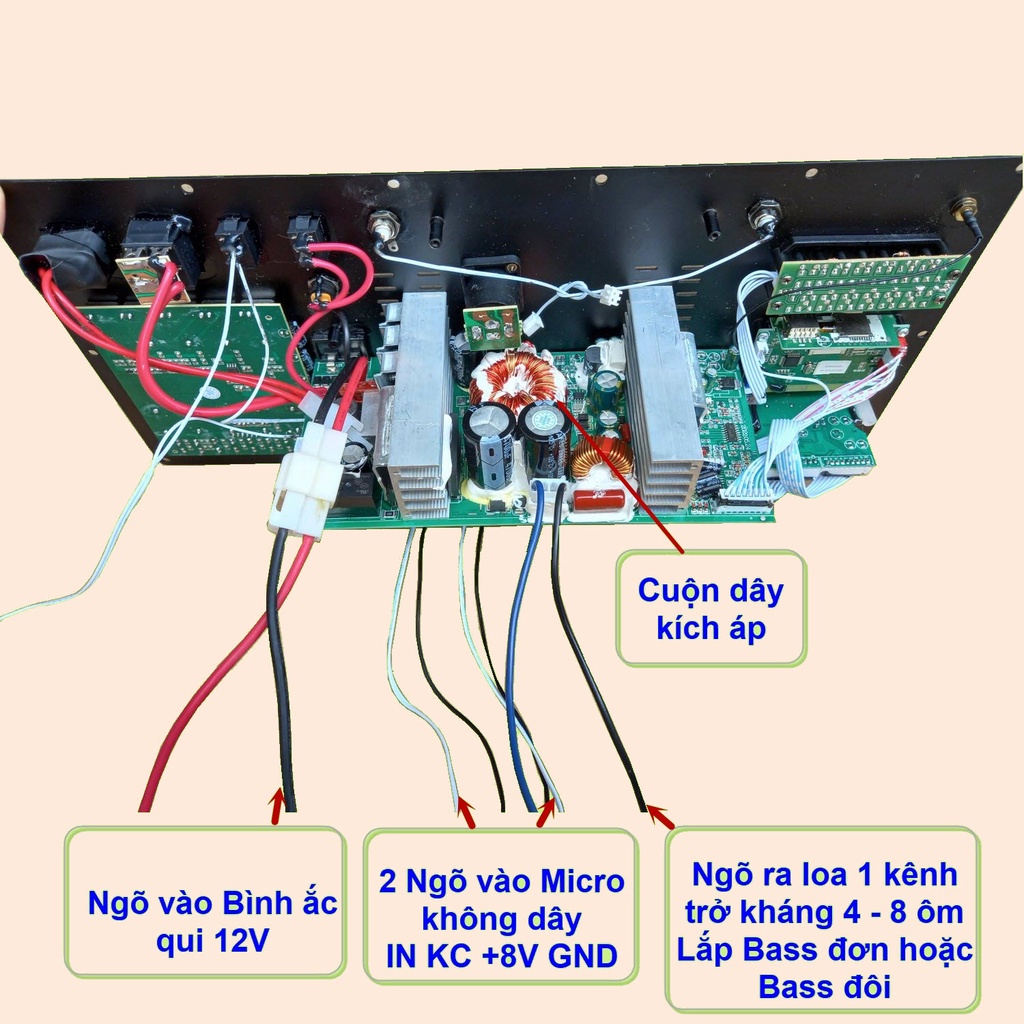 Mạch loa kéo 500W Reverb chống hú DSP Livestream Equalizer 5 Band  dùng 4 tay micro