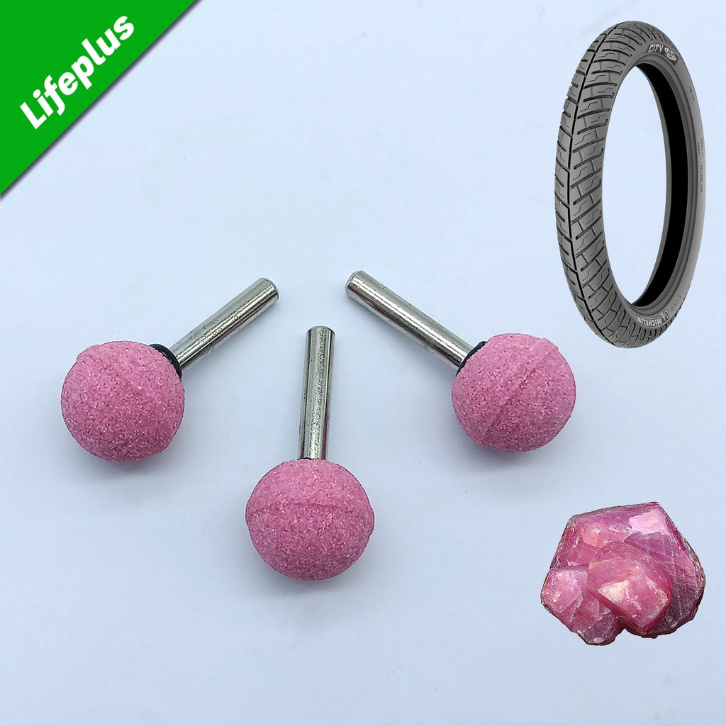 Bộ 3 Đầu mài săm lốp bằng đá Corundum hồng cục lớn Φ25mm
