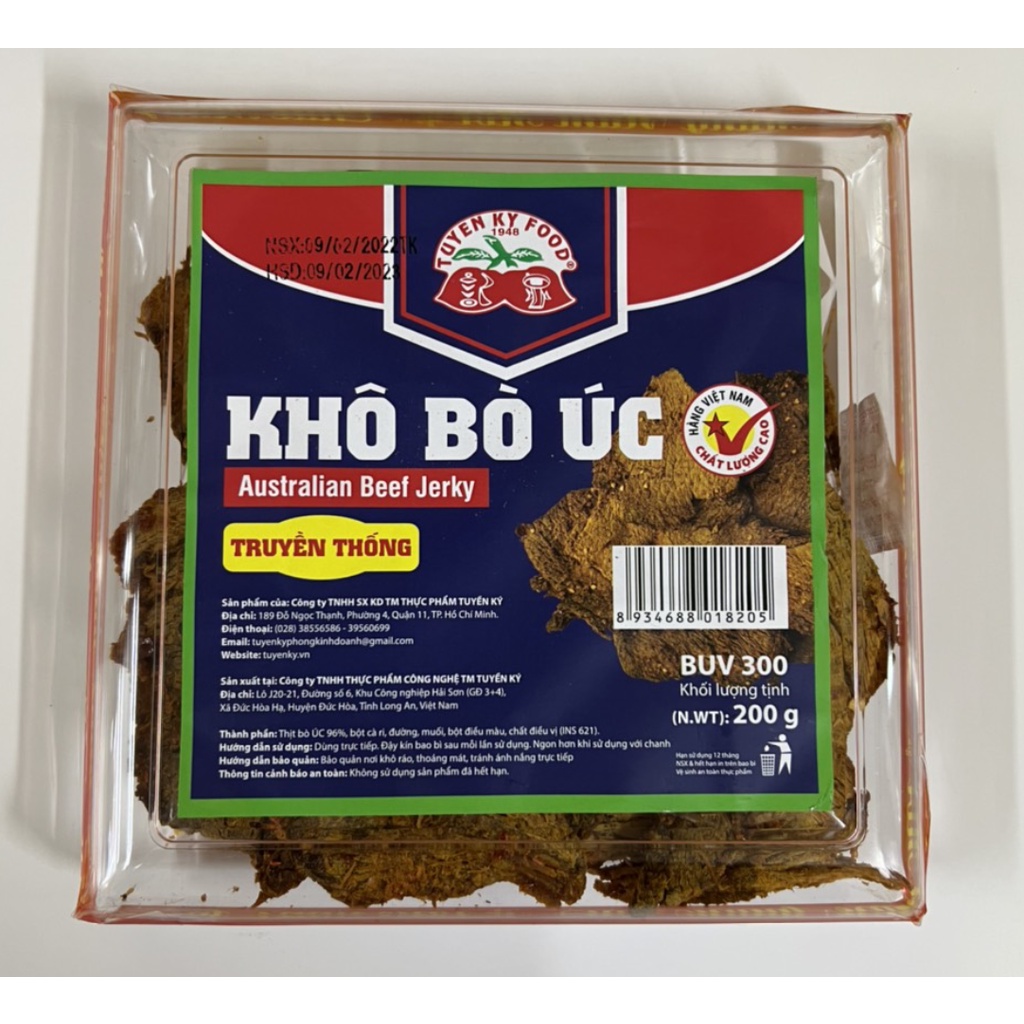 KHÔ BÒ ÚC LOẠI BUV HỘP 100G, 200G, 400G – TUYỀN KÝ