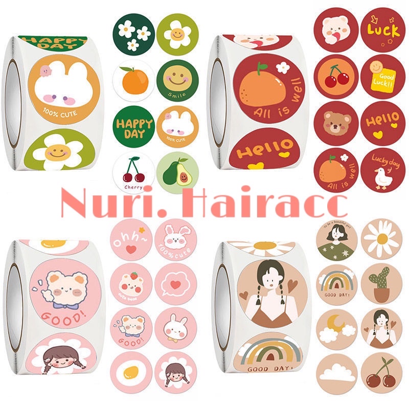 Lẻ 100 tem dán sticker trang trí nhiều hình dễ thương size 2.5cm có keo dính