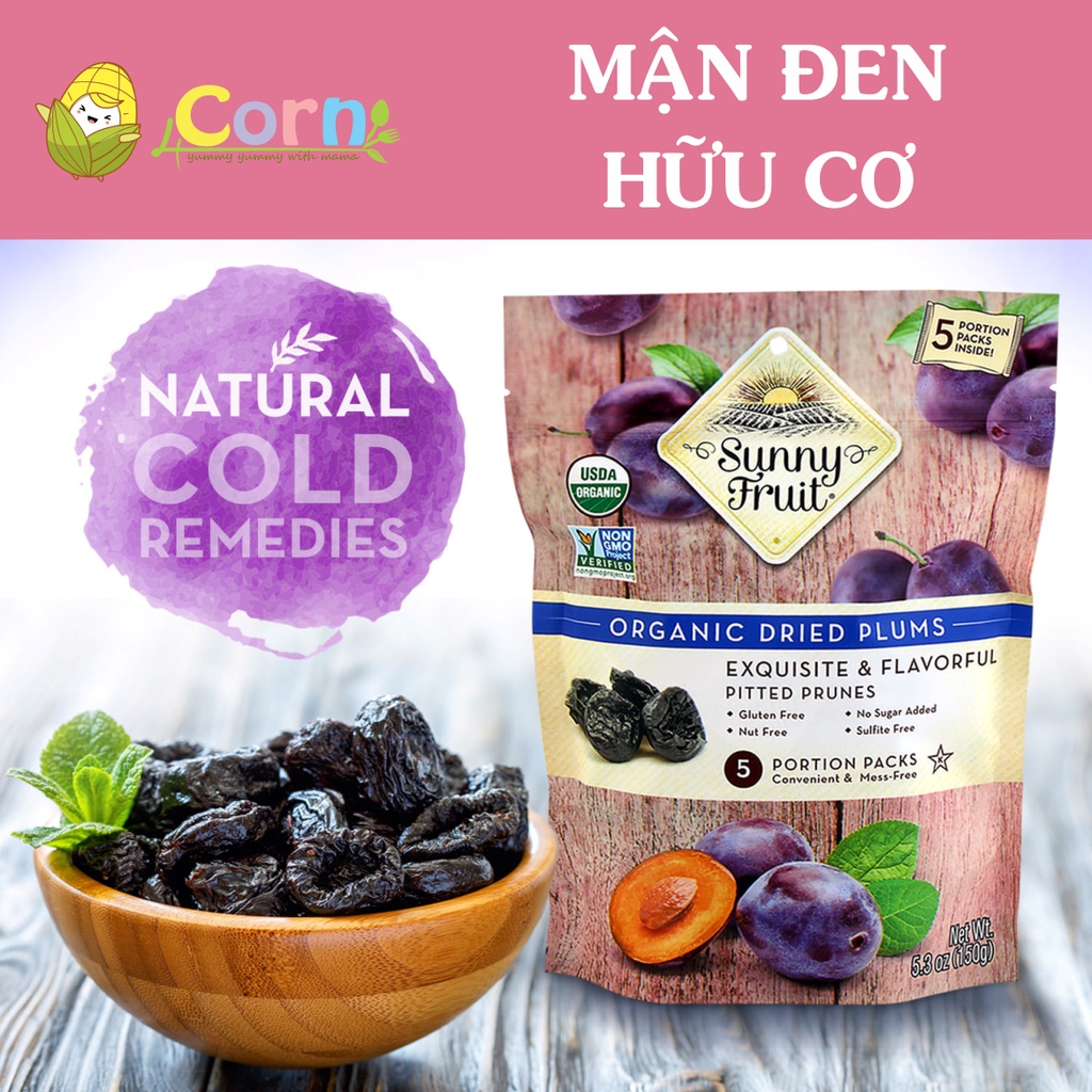 Mận đen sấy dẻo hữu cơ giảm TÁO BÓN Sunny Fruit - Cho bé 7m+