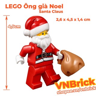 Đồ chơi lắp ráp LEGO Minifigure Ông Già Noel Santa Claus Cầm Túi Quà (cao 4,5cm)