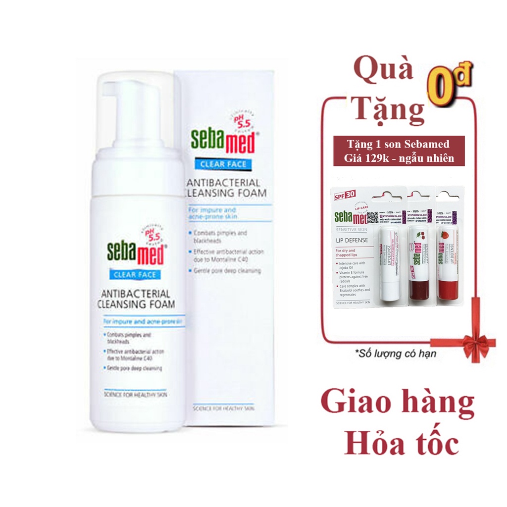 [2 tặng 1] Sữa rửa mặt tạo bọt kháng khuẩn giảm mụn Sebamed pH5.5 Clear Face AntiBacterial Cleansing Foam 150ml