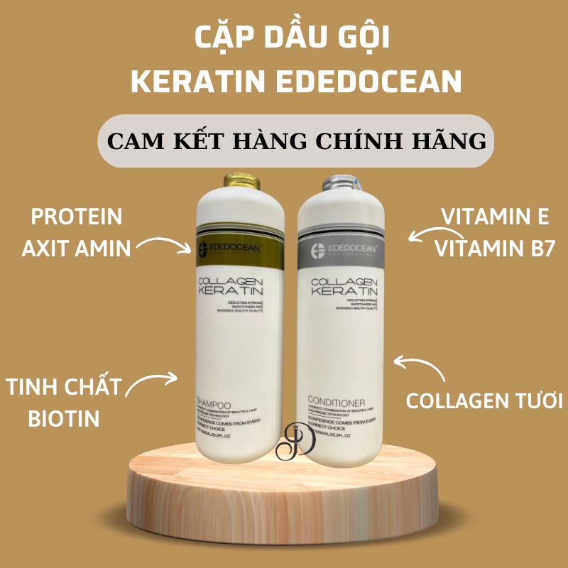 Cặp Dầu Gội Keratin EDEDOCEAN 1000ml * 2 Kiềm Dầu Phục Hồi Tái Tạo Cấu Trúc Tóc Siêu Mềm Mượt | Calla Official