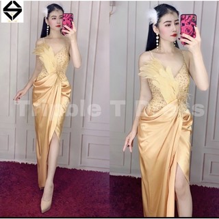 ĐẦM BODY XẺ ĐÙI ĐÍNH LÔNG ( ảnh thật )