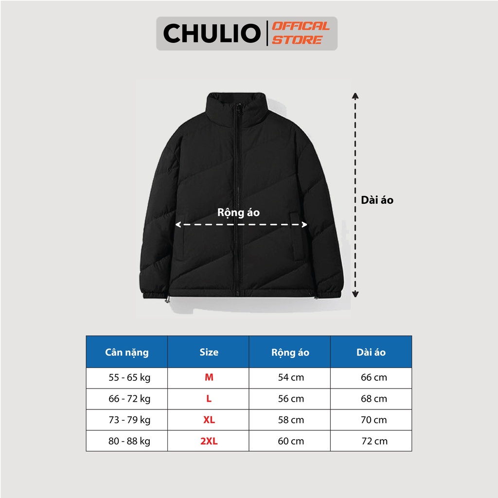 Áo Khoác Phao Chulio chất vải mịn, đứng form, siêu ấm - OT22W05