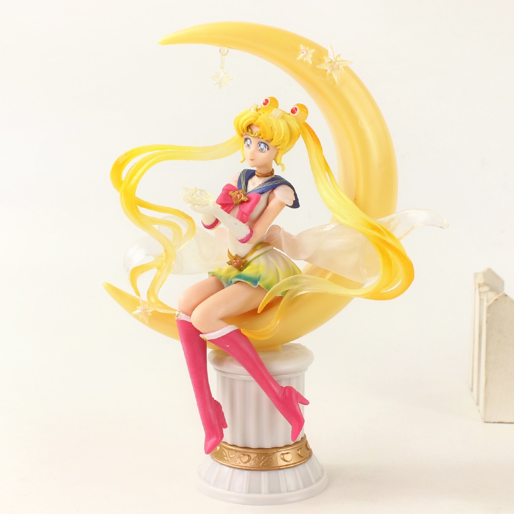 Mô Hình Đồ Chơi Nhân Vật Hoạt Hình Thủy Thủ Mặt Trăng 20cm Tsukino Usagi Luna Ngồi Trang Trí Bánh Kem