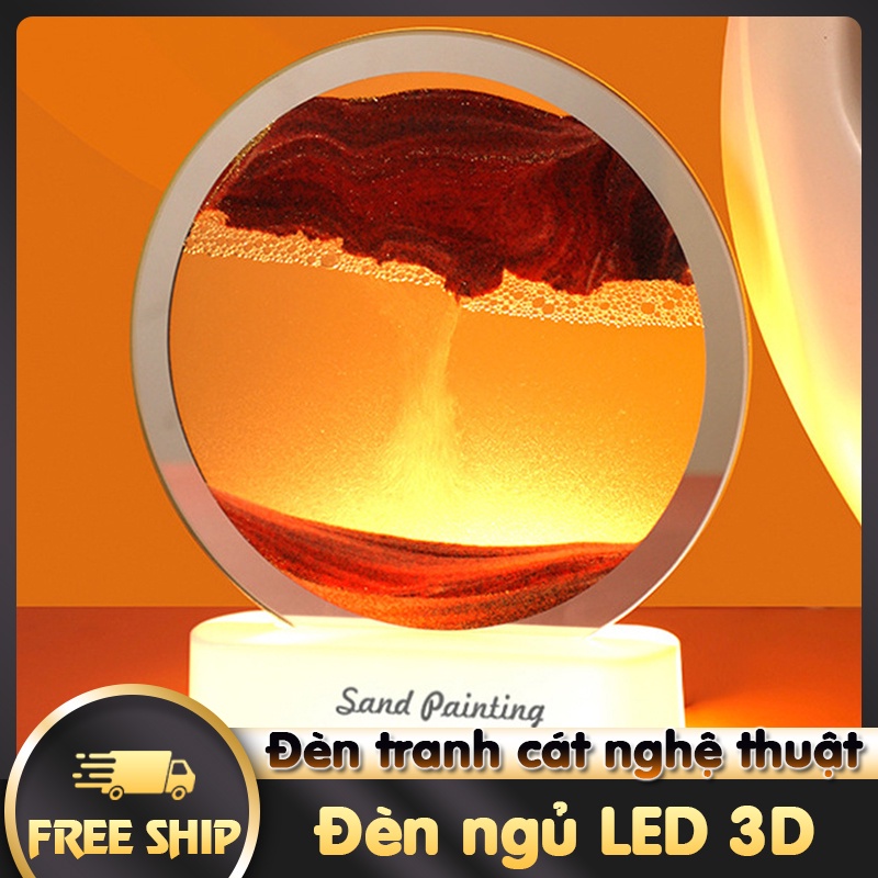 Tranh cát chảy 3D chuyển động tích hợp đèn LED trang trí nhà cửa văn phòng, làm quà tặng hoặc đèn ngủ