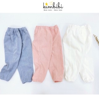 Quần dài cho bé gái bé trai chất nhung tăm  bo gấu Velvet bomber Kimbibi nhiều màu cho bé 1-8 tuổi