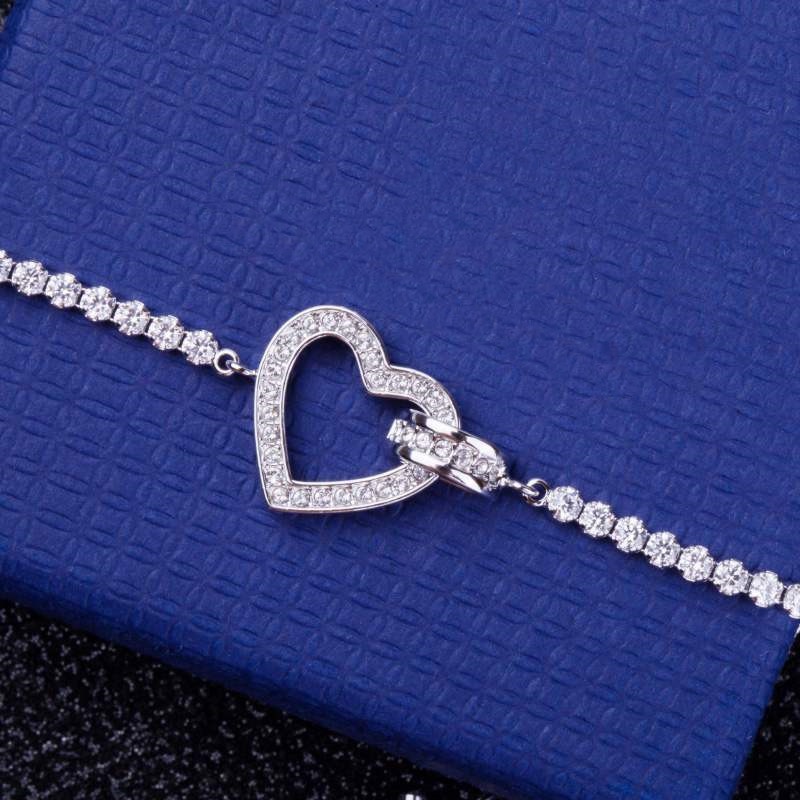 Vòng Tay Dạng Kéo Hình Trái Tim Pha Lê Đơn Giản Thời Trang Phiên Bản Giới Hạn Cho