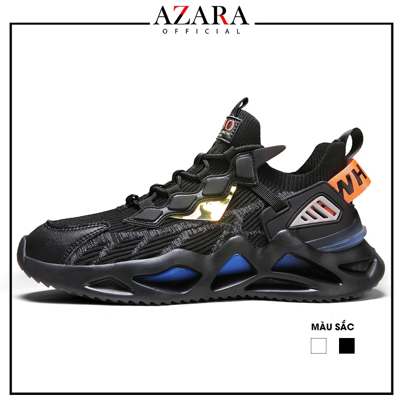 Giày Thể Thao Nam AZARA - Giày Sneaker Màu Đen, Chất Liệu Thun 4 Chiều Thoáng Mát , Đế Xốp Nhẹ, Đàn Hồi Tốt - G5441