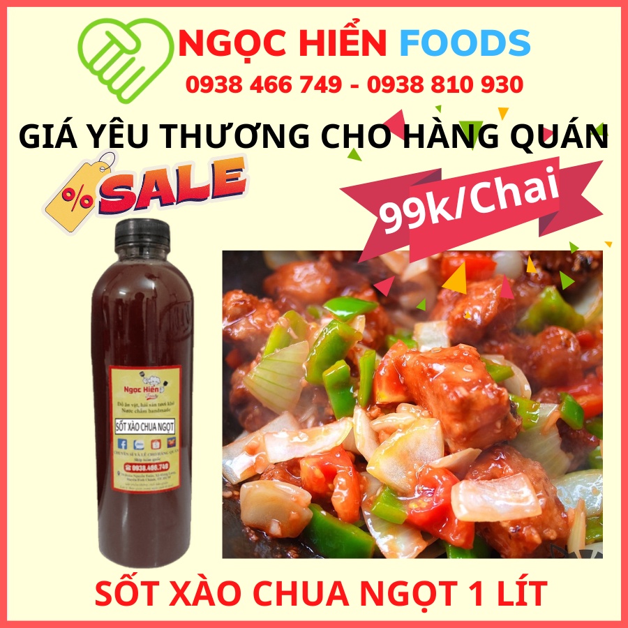 Sốt xào chua ngọt đa năng NGỌC HIỂN FOODS, dùng được cho tất cả các món chiên xào, giá tiết kiệm cho hàng quán 1 lít